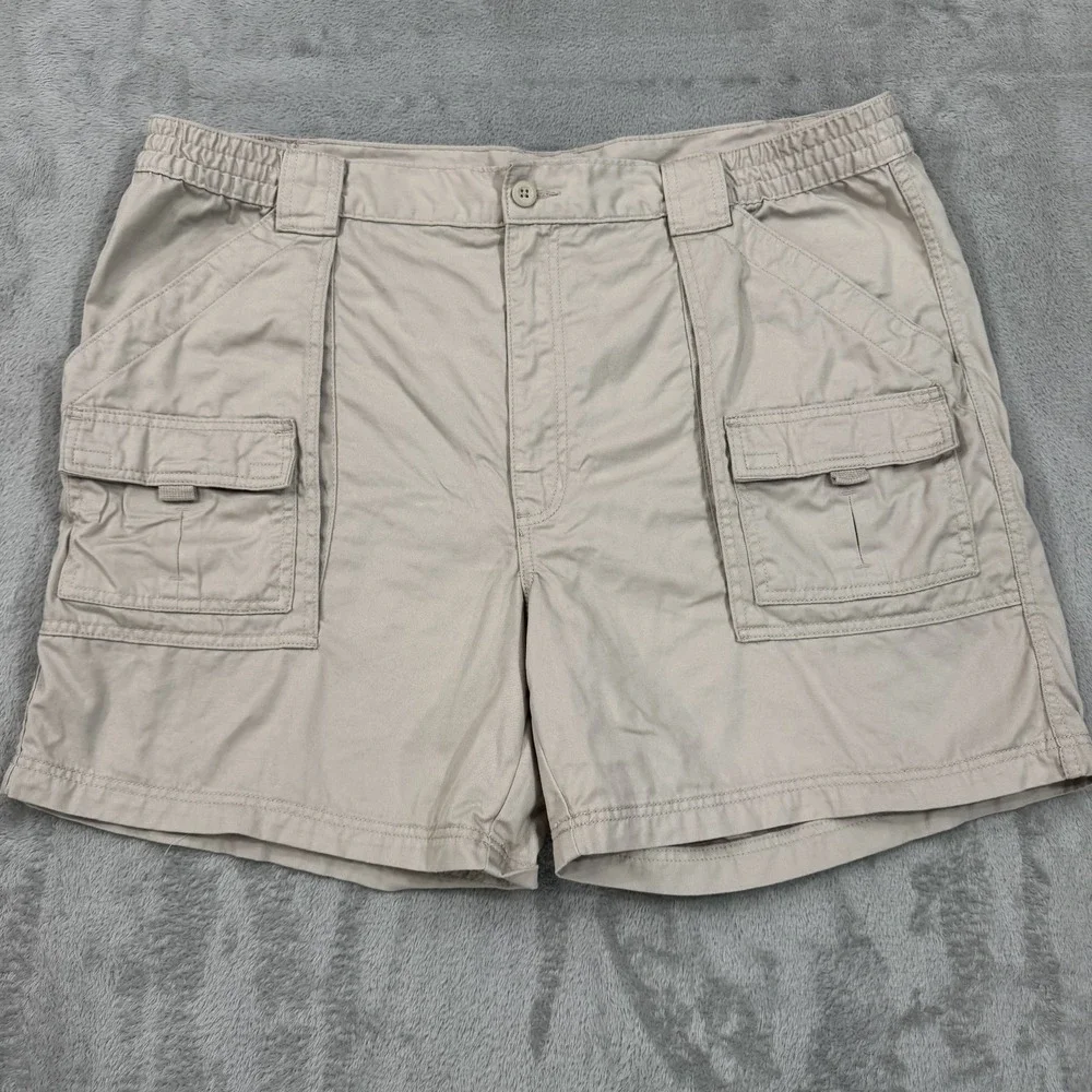 St. Johns Bay Cargo Shorts Mens 44 Khaki Ivory Trail Hiking Utility 7